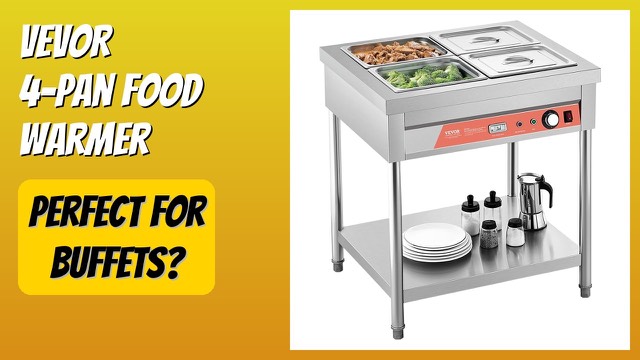 VEVOR stainless steel four-pan electric food warmer with undershelf