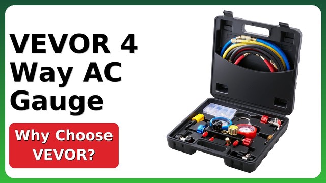 VEVOR four-way AC manifold gauge set with hoses and couplers