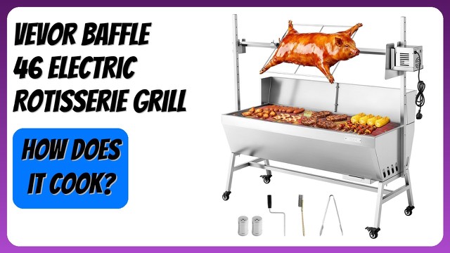 VEVOR stainless steel 46-inch electric rotisserie grill on wheels