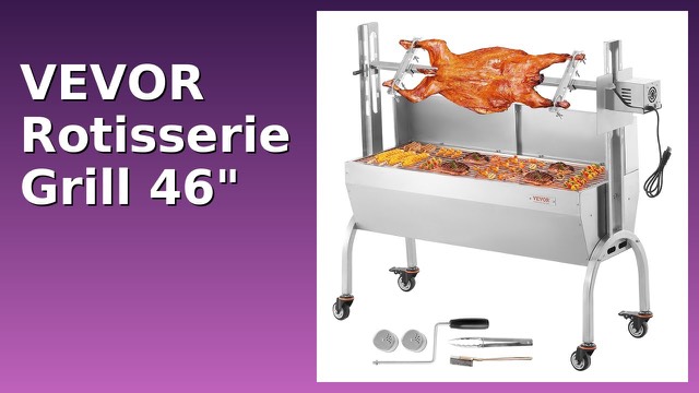 VEVOR 46-inch stainless steel rotisserie spit grill on wheels