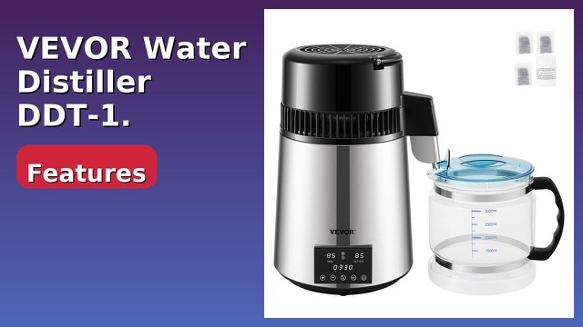 VEVOR stainless steel countertop water distiller with glass carafe