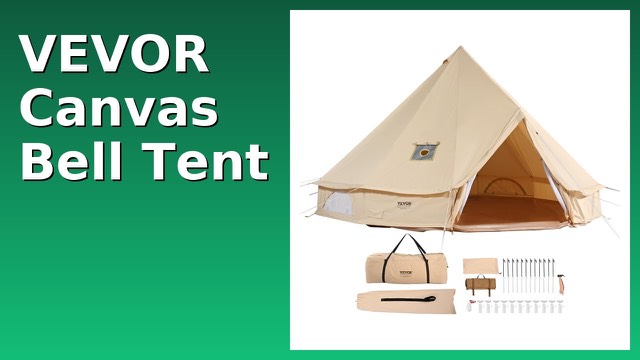 VEVOR canvas bell tent with a central pole and mesh windows