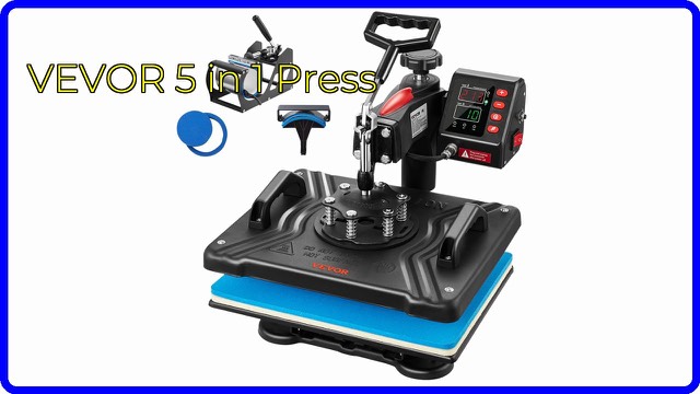 VEVOR 5-in-1 swing-away heat press with hat and mug attachments