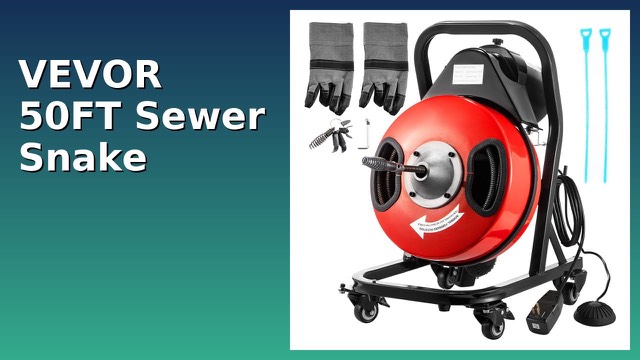 VEVOR red and black electric drain auger on wheels with foot switch