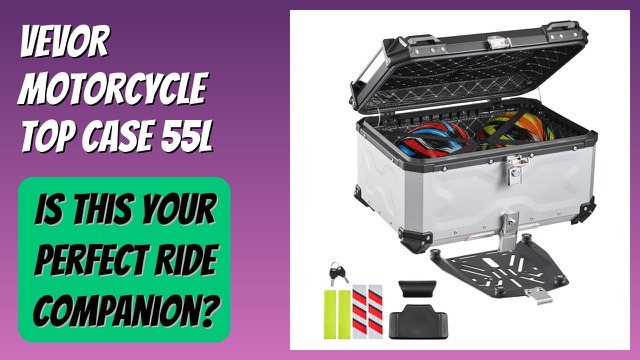 VEVOR 55L aluminum motorcycle top case with lock and backrest