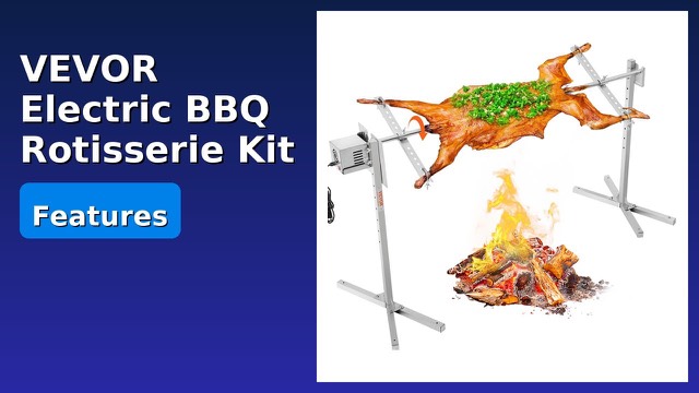 VEVOR stainless steel electric rotisserie kit with spit rod and tripod stand