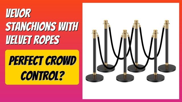 VEVOR black velvet rope and stainless steel stanchion posts set