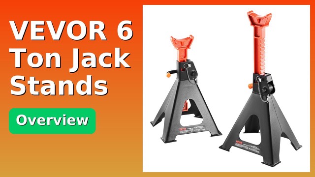 Pair of red VEVOR 6-ton ratchet jack stands