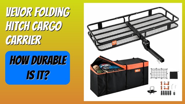 VEVOR black steel folding hitch cargo carrier mounted on a vehicle
