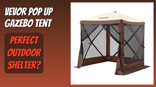 VEVOR brown 6x6 foot pop-up screen gazebo tent with mesh walls