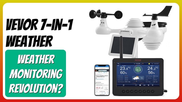 VEVOR 7-in-1 solar weather station with 7-inch colour display