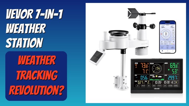 VEVOR 7-in-1 Wi-Fi weather station with large indoor display and outdoor solar sensor
