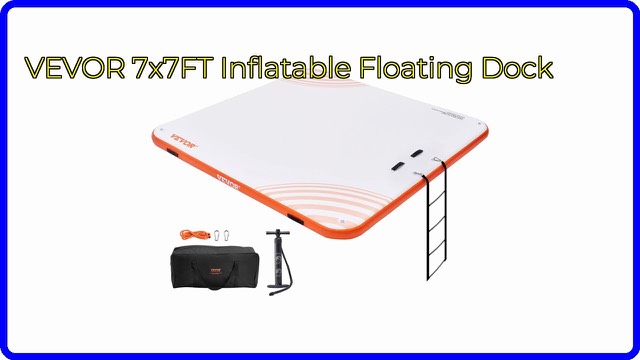 VEVOR 7x7 ft inflatable floating dock with ladder on water