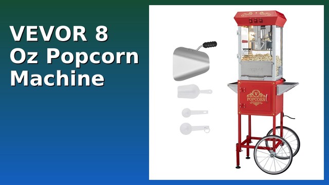 VEVOR commercial popcorn machine on a wheeled cart with glass doors
