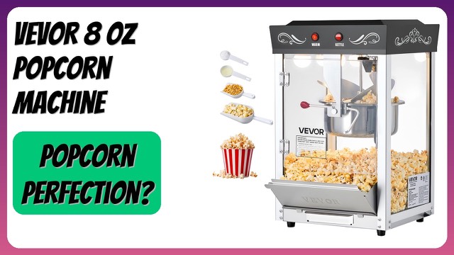 VEVOR retro 8 oz popcorn machine with glass panels and stainless steel kettle