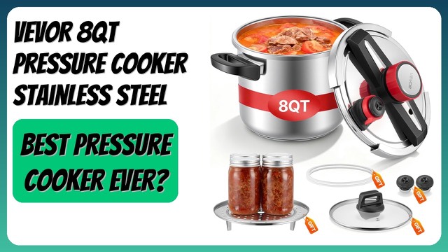VEVOR 8 quart stainless steel stovetop pressure cooker with glass lid