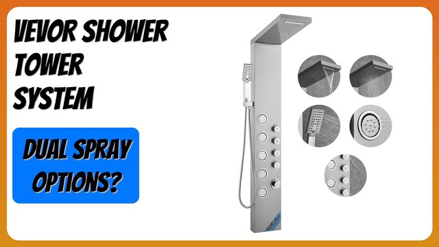 VEVOR stainless steel wall-mounted shower tower with rainfall head and body jets