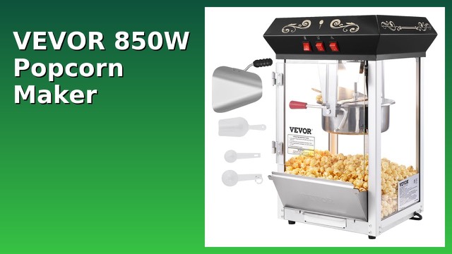 VEVOR 850W black popcorn machine with glass panels