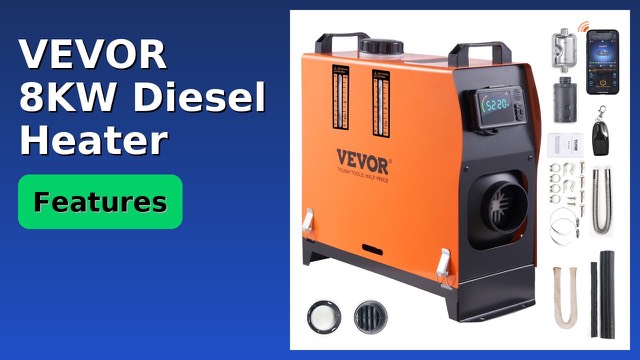 VEVOR 8kW all-in-one diesel air heater with fuel tank and LCD controller