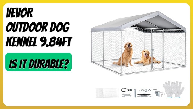 VEVOR large outdoor dog kennel with steel frame and silver roof cover