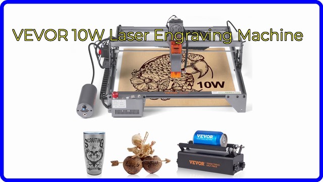 VEVOR A7 10W laser engraving machine in grey with a rotary roller