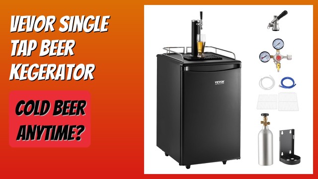 VEVOR black single-tap kegerator with tower and drip tray