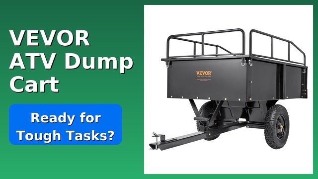 VEVOR steel tow-behind dump cart attached to an ATV