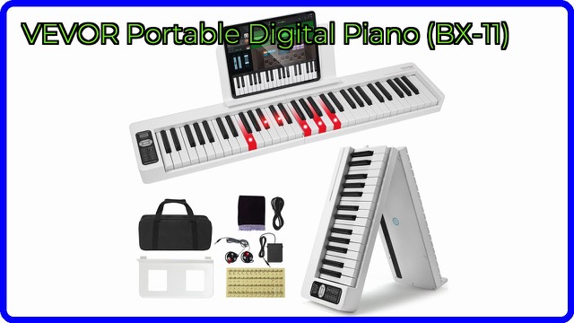 VEVOR BX-11 white 61-key foldable portable digital piano