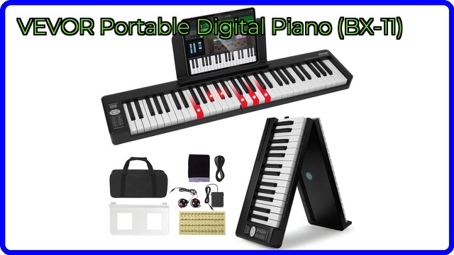 VEVOR BX-11 black foldable 61-key digital piano with lit keys