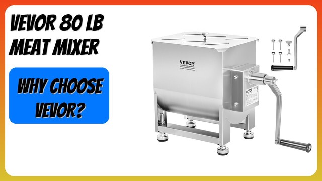 VEVOR BX-40 stainless steel manual meat mixer with lid and crank handle