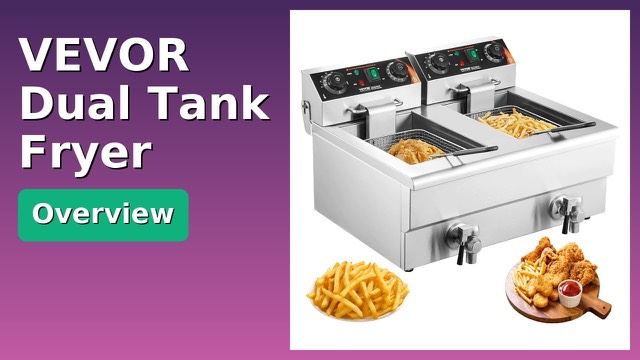 VEVOR dual tank stainless steel commercial electric deep fryer with two baskets