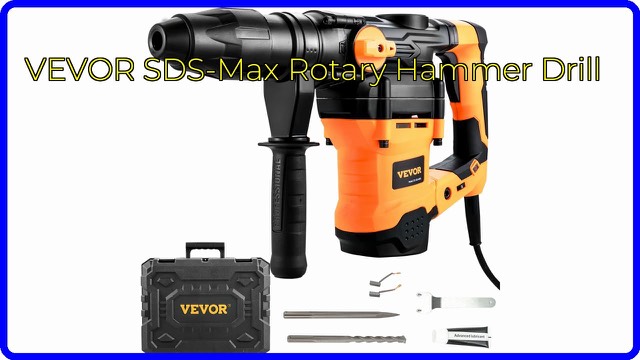 VEVOR DC-003 SDS-Max rotary hammer drill in black and orange with case