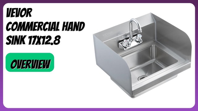 VEVOR stainless steel wall-mount hand sink with faucet and splashbacks