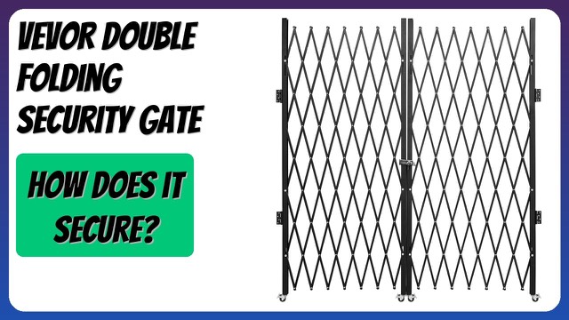 VEVOR black steel double folding security gate partly extended