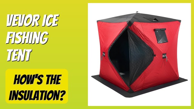 VEVOR DT036 insulated hub-style pop-up ice fishing tent on a frozen lake