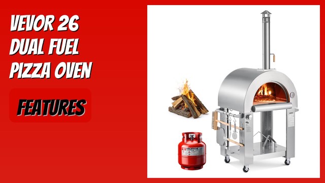 VEVOR large dual fuel outdoor pizza oven on a wheeled stand