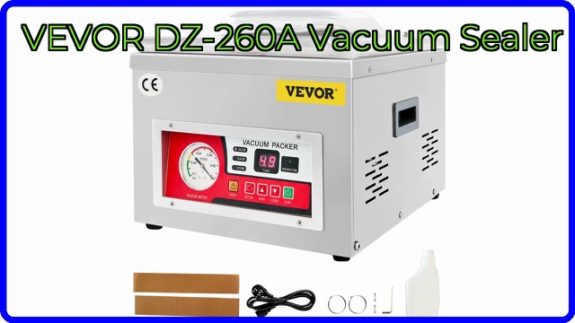 VEVOR DZ-260A stainless steel chamber vacuum sealer with glass lid