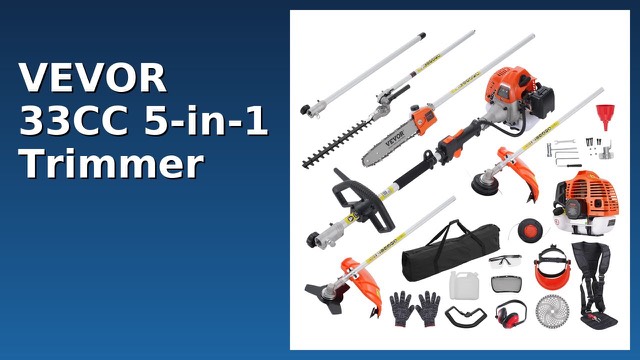 VEVOR 33cc gas multi-function trimmer with extension pole and attachments