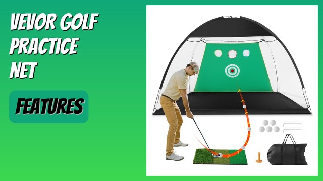 VEVOR golf practice net with target areas set up in a backyard