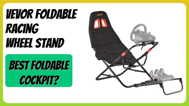 VEVOR black foldable racing simulator cockpit with seat and wheel mount