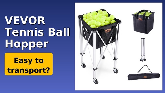VEVOR foldable tennis ball hopper with wheels and zippered nylon basket