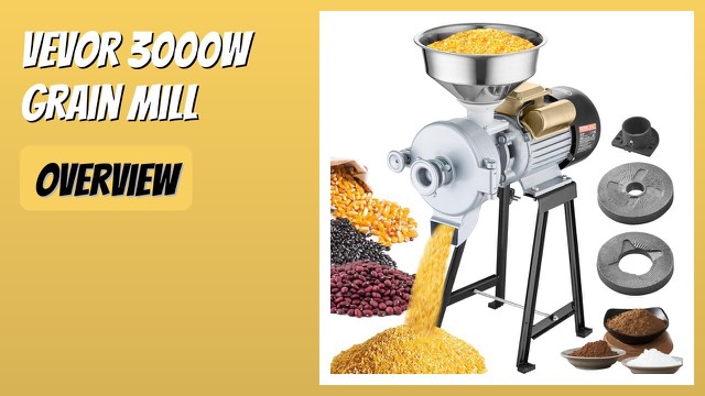 VEVOR 3000W electric grain mill grinder with stainless steel funnel