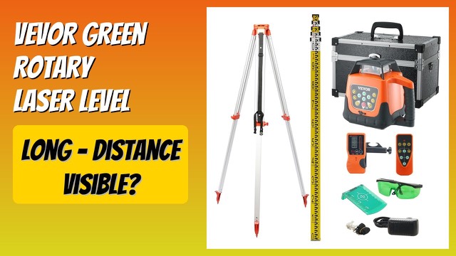 VEVOR green rotary laser level on a tripod with staff and detector