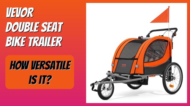 VEVOR orange and gray double seat child bike trailer with canopy