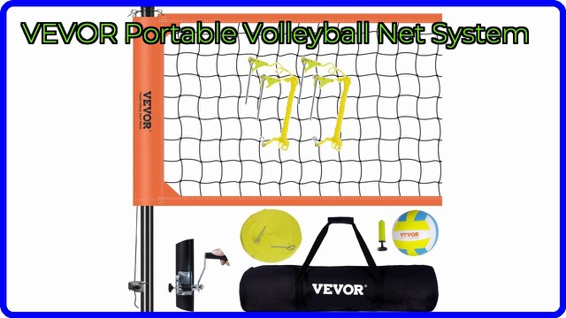 VEVOR portable volleyball net system set up on a lawn