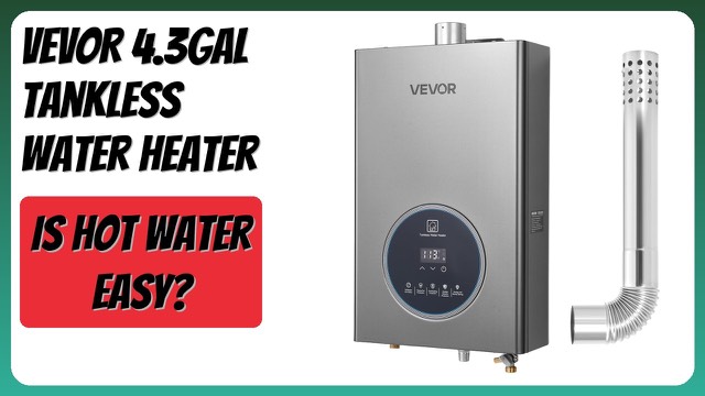 VEVOR JSQ30-A silver-grey gas tankless water heater with LED display
