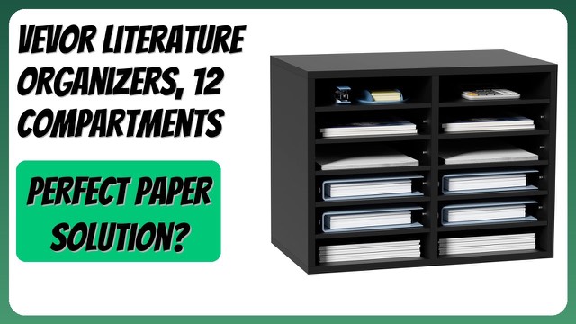 Black VEVOR wooden literature organizer with 12 compartments