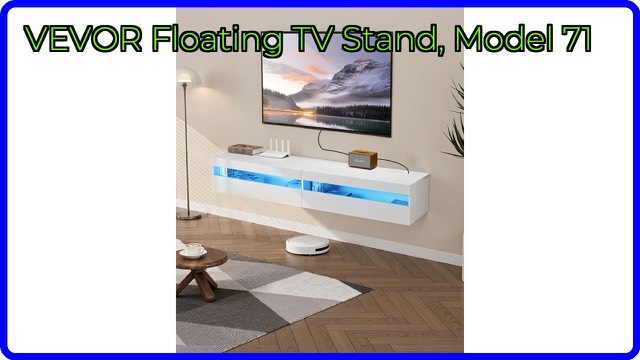 White VEVOR floating TV stand with LED lighting mounted on a wall