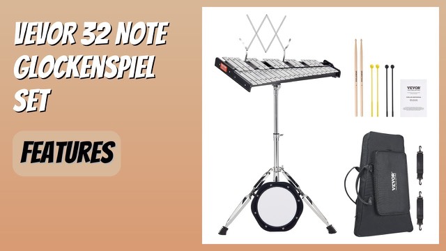VEVOR 32 note glockenspiel on an adjustable stand with mallets