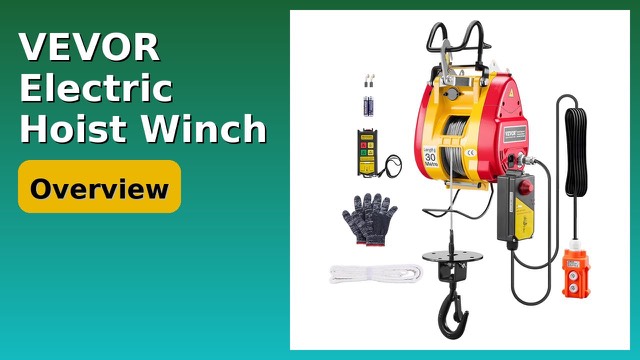 VEVOR LES-500 portable electric hoist winch with double hook and remote control